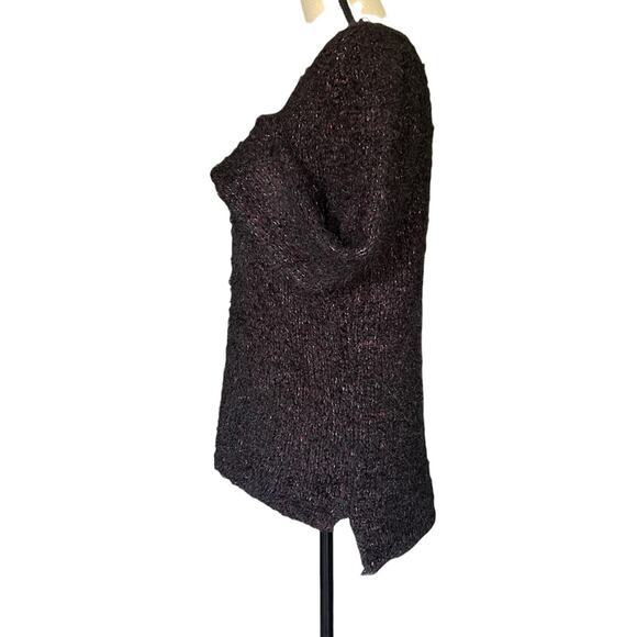Max Studio Round Neck Long Sleeve Eyelash Tunic Sweater Women's Black Size M - Picture 2 of 5